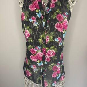 Black floral button up.